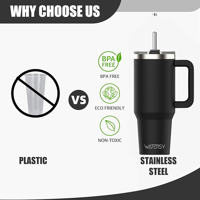 30 oz Tumbler with Handle,Tumbler with Lid and Straw,Double Wall Insulated Cup Stainless Steel Travel Mug(Cold for 34 Hours),Water Bottle for Iced Tea,Coffee,Cold Beverages(Black) - Image 8