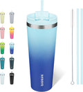 BJPKPK 26oz Insulated Tumbler With lid And Straw Stainless Steel Tumblers Travel Coffee Mug Reusable Thermal Cup,Sky by BJPKPK