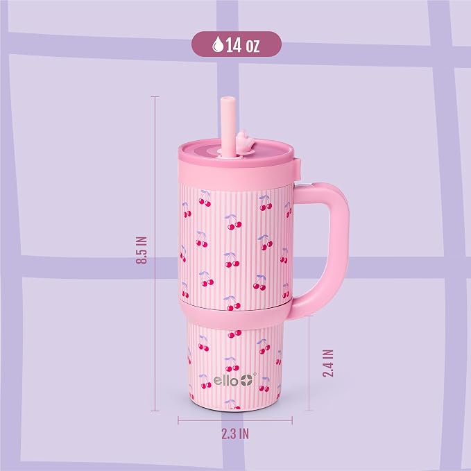 Ello Oasis 14oz Stainless Steel Tumbler - Preppy Cherries - Image 7