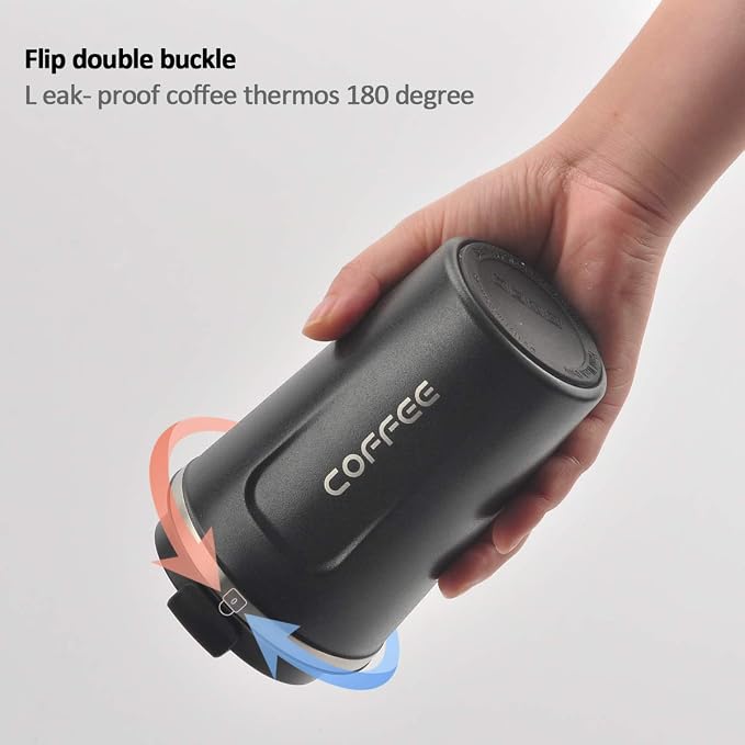 CS COSDDI 12 oz Stainless Steel Vacuum Insulated Tumbler - Coffee Travel Mug Spill Proof with Lid - coffee Cup for Keep Hot/Ice Coffee,Tea and Beer (Black) - Image 3