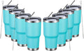 MEWAY 30oz Insulated Tumbler With Lids and Straws,Stainless Steel Double Vacuum Coffee Tumbler Cup, Brush, Durable Powder Coated Coffee Cup for Cold & Hot Drinks(Light Blue,8 PACK) by MEWAY