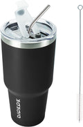 BJPKPK 30 oz Stainless Steel Tumbler with Lid and Straw Insulated Travel Coffee Mug Reusable Metal Thermal Cup,Black by BJPKPK