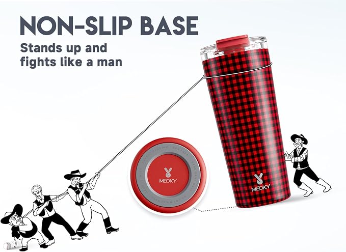Meoky 24 oz Travel Coffee Mug with Leak-proof Lid, Stainless Steel Insulated Coffee Tumbler, Keeps Hot for 8 Hours or Cold for 24 Hours, Fits in Car Cup Holder (Crimson Plaid) - Image 8