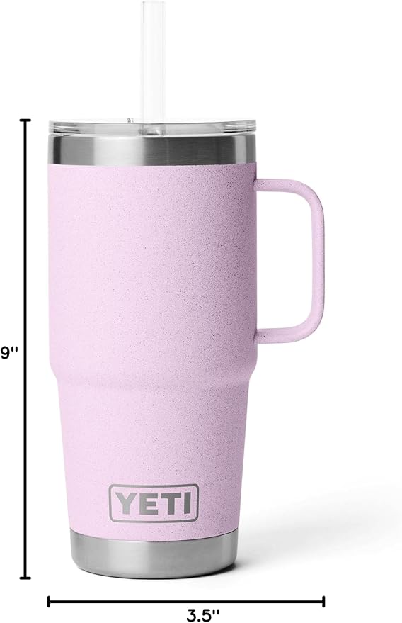 YETI Rambler 25 oz Tumbler with Handle and Straw Lid, Travel Mug Water Tumbler, Vacuum Insulated Cup with Handle, Stainless Steel, Cherry Blossom - Textured - Image 10