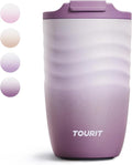 TOURIT 12 oz Travel Coffee Mug, Insulated Stainless Steel Travel Mug with Lid, Leak-Proof Double-Wall Vacuum Tumbler, Reusable Coffee Cup - Mist Purple by TOURIT