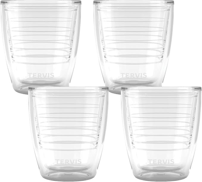 Tervis Clear & Colorful Tabletop 12oz Made in USA Double Walled Insulated Tumbler Travel Cup Keeps Drinks Cold & Hot, 12oz - 4pk, Clear by TervisTumblerCompany