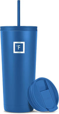 IRON °FLASK Classic Tumbler - Vacuum Insulated Stainless Steel Water Bottle, Double Walled, Drinking Cup, Insulated Travel Mug (Cobalt, 24 oz Solid Lid) by IronFlask