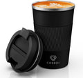 CS COSDDI 12 oz Stainless Steel Insulated Coffee Tumbler, Spill Proof Travel Mug with Lid for Hot & Cold Drinks, Car Cup Holder Friendly, Black by CSCOSSDI
