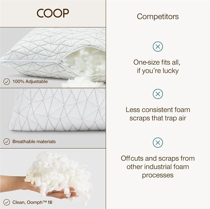 Coop Home Goods Original Crescent Adjustable Pillow, King Bed Pillows - Image 8