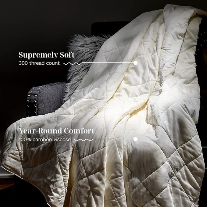 LUXOME Lightweight Blanket | 100% Rayon from Bamboo Fabric & Fill | King/Cal - Image 3