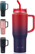 EALGRO 40 oz Tumbler with Handle, Insulated Tumblers with Lid and Straw, Large Metal Sports Water Bottle Jug, Thermal Stainless Steel Travel Coffee Mug Cup, Dark Rainbow by EALGRO