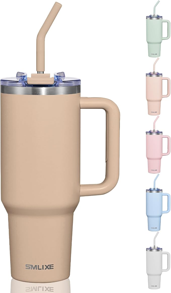 COKTIK 40 oz Tumbler With Handle and Straw, Insulated Tumbler With Leakproof Lids, Stainless Steel|BPA-Free, Cold for 24 H (Dark Night) by coktik