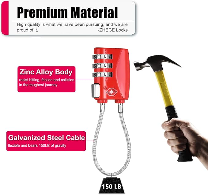 ZHEGE Luggage Lock TSA Approved 3 Dight Combination Padlock - Image 4