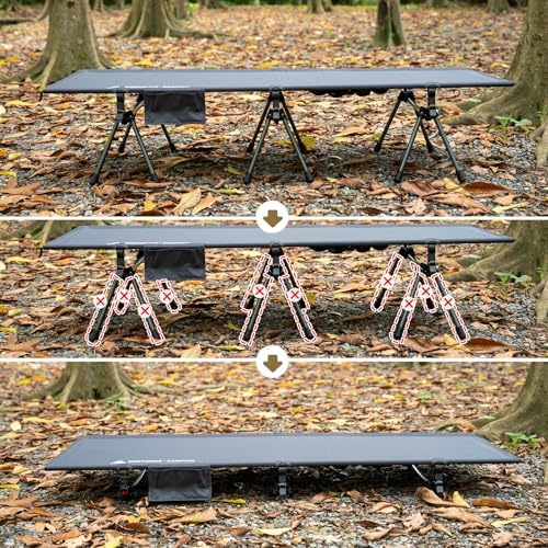 ONETIGRIS SUPRANUBIS Camping Cot, Height Adjustable with Cot Leg Extenders, Strong Support 330lbs, Lightweight Comfortable Folding Bed for Camping, Hiking, Travel, Truck, Beach, Office Nap - Image 6