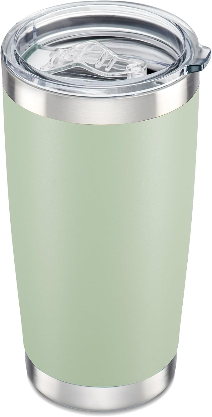 20 oz Tumbler with Lid Stainless Steel Double Wall Vacuum Insulated Tumblers Powder Coated Cups Travel Mug Keep Drinks Cold and Hot, Sagebrush Green by Orebigo