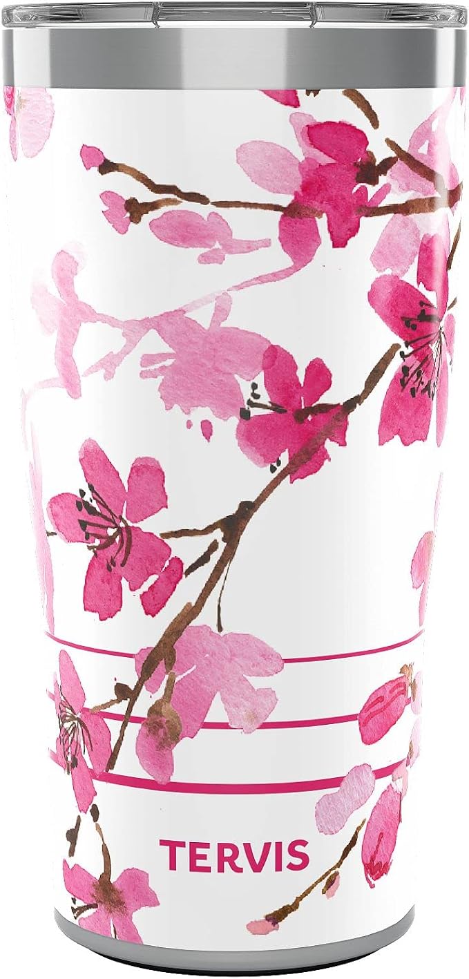 Tervis Traveler Sakura Japanese Cherry Blossom Triple Insulated Tumbler Travel Cup Keeps Drinks Cold & Hot, 20oz, Stainless Steel by TervisTumblerCompany
