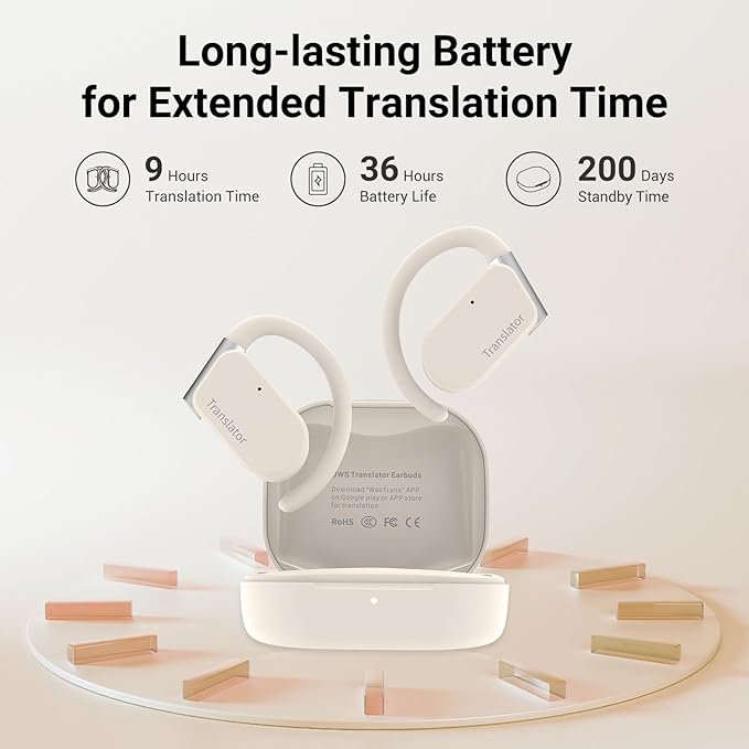 M9 AI Language Translator Earbuds Open-Ear Headphones Support 144 Languages & - Image 6