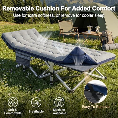 ABORON Camping Cot for Adults, 28 in Wide Folding Bed with Mattress - Image 3