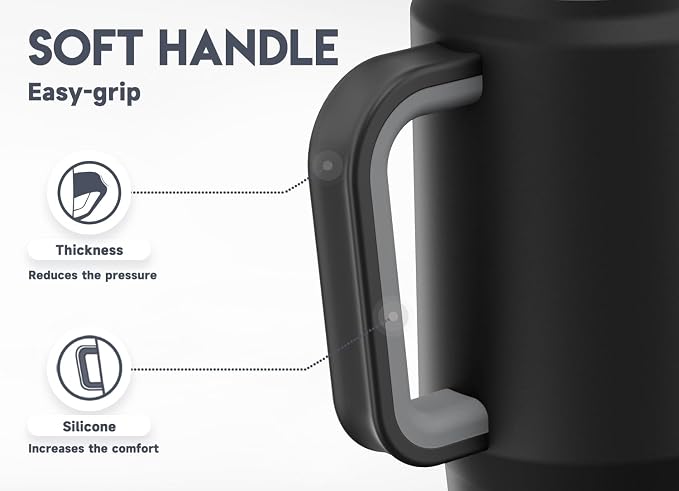 Meoky 32 oz Tumbler with Handle, Insulated Tumbler with Lid and Straw, Stainless Steel Travel Mug, Keeps Cold for 24 Hours, 100% Leak Proof, Fits in Car Cup Holder (Night) - Image 4