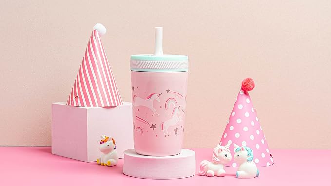 Zak Designs Kelso Toddler Cups For Travel or At Home, 12oz Vacuum Insulated Stainless Steel Sippy Cup With Leak-Proof Design is Perfect For Kids (Fanciful Unicorn) - Image 10