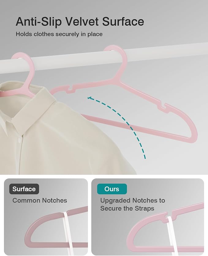 30 Pack Clothes Hangers, Non Slip Plastic Coat Hangers, Space Saving, Heavy Duty - Image 6