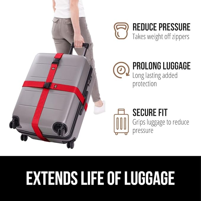 GORILLA GRIP Heavy Duty 8 Pack Adjustable Luggage Straps - Image 5