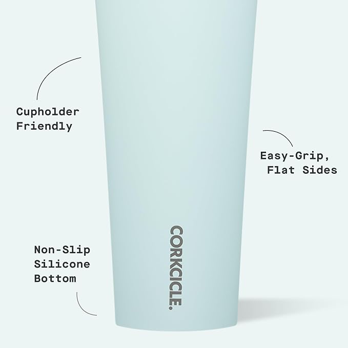 Corkcicle Classic Tumbler - Keeps Drinks Cold for 9 Hours & Hot for 3 - Triple-Insulated Stainless Steel - Holiday Tumbler Gift - 16 oz - Gloss Powder Blue - Image 4