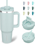 BJPKPK 40 oz Insulated Tumbler With Lid And Straw Stainless Steel Tumblers Cup With Handle For Women And Men,Blue Haze by BJPKPK