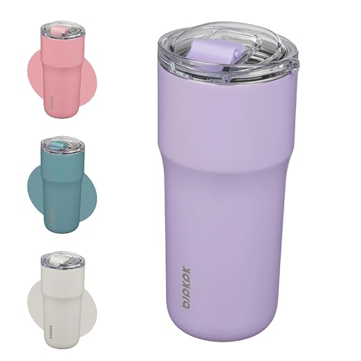 BJPKPK Insulated Tumbler with Lid,24oz Stainless Steel Tumbler,Double Wall Travel Coffee Mug Thermal cup,Keep Drinks Cold and Hot,Lavender by BJPKPK