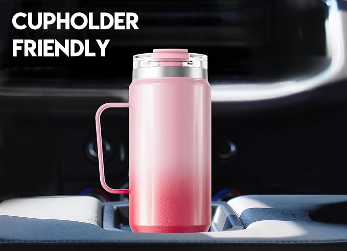 Meoky 40oz Tumbler with Handle, Stainless Steel Travel Mug with 2-in-1 Straw and Sip Lid, Vacuum Insulated Coffee Mug, 100% Leak Proof, Keeps Cold for 34 Hours or Hot for 10 Hours (Flamingo) - Image 4