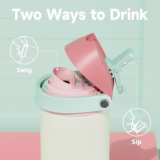 24 oz Insulated Water Bottle with Straw: Meoky Stainless Steel Metal Water Bottle with 2-in-1 Lid - Leak Proof, Cold for 24 Hours, Fits in Car Cup Holder, BPA-Free for Travel Sports Gym, Cream - Image 4