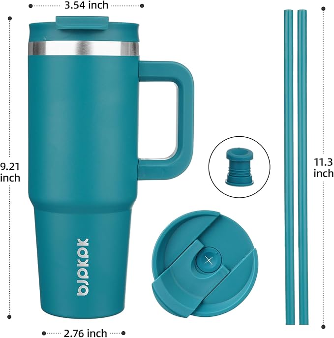BJPKPK 30 oz Insulated Tumbler With Lid And Straw Stainless Steel Tumblers Cup With Handle For Women And Men,Laguna - Image 3