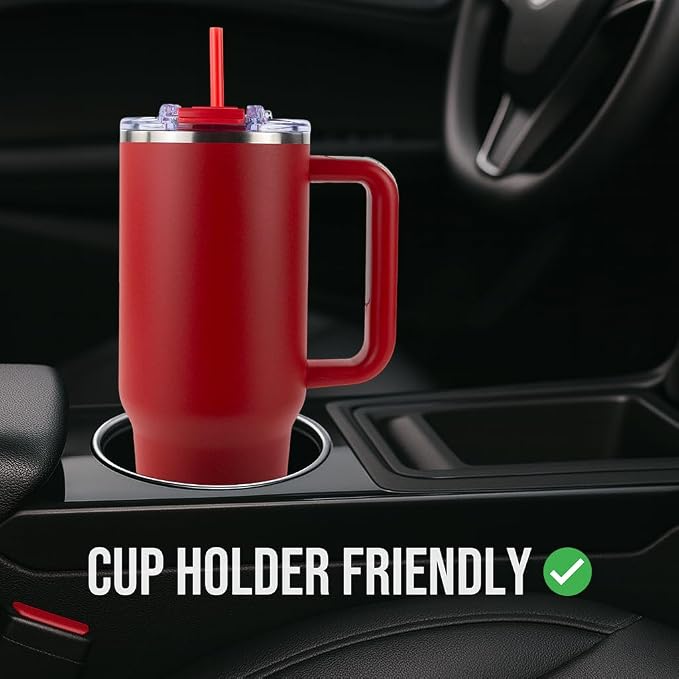 Hogg Big Swig 40 oz Tumbler with Handle and Straw - Red, 40oz Insulated Stainless Steel, Water Tumbler with Straw, Water Cup with Handle, Versatile Leak Proof Lid - Image 7