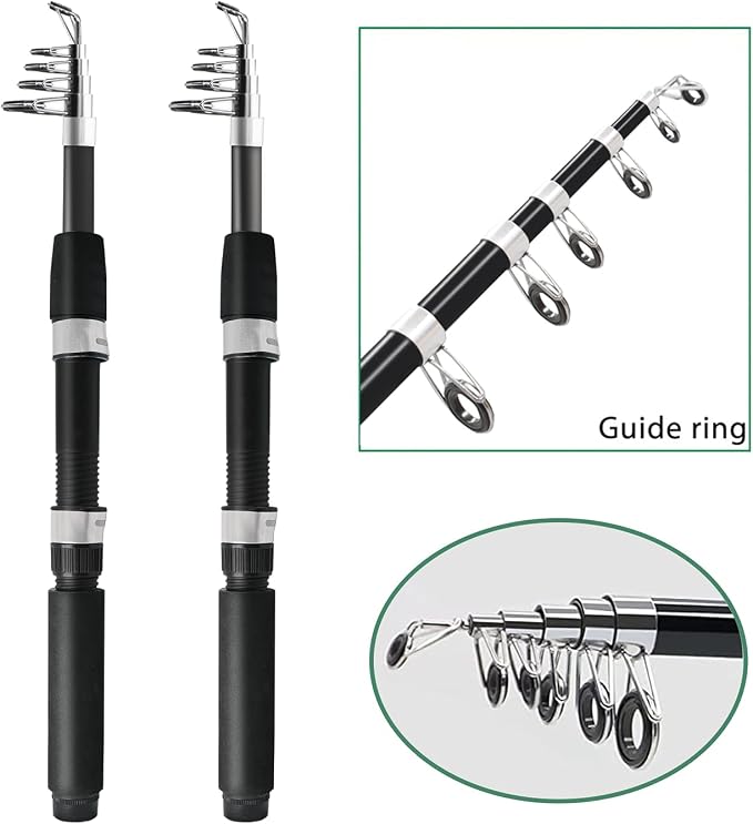 Fishing Pole Combo, 6.9ft 2Pcs Telescopic Rods Set, Collapsible Carbon Fiber - Image 2