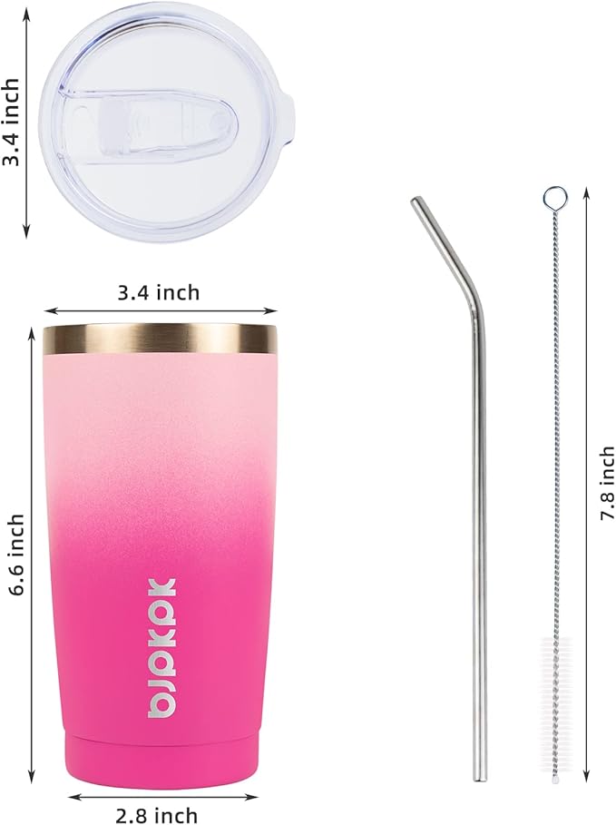 BJPKPK 20oz Stainless Steel Tumbler with Lid And Straw, Double Wall Vacuum Coffee Cup, Travel Mug for Ice Drink and Hot Beverage, Insulation Travel Tumblers Cups,Cherry Blossom - Image 3