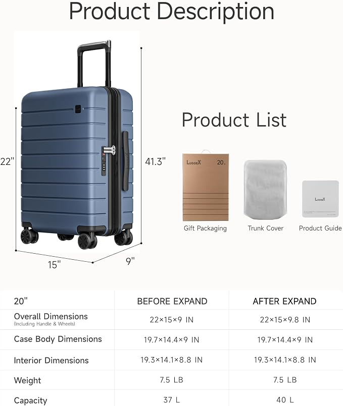 LUGGEX Carry On Luggage HUP3, Accelerate Access - Image 8