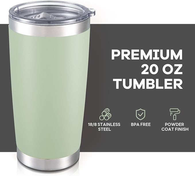 20 oz Tumbler with Lid Stainless Steel Insulated Tumblers Bulk Double Wall Vacuum Cups Powder Coated Travel Mug Keep Drinks Cold and Hot, Sagebrush Green, 12 Pack - Image 2