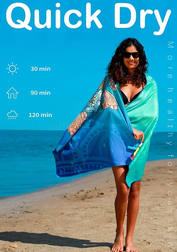4 Pack Microfiber Thin Lightweight Beach Towel Sand Free Quick Dry Absorbent - Image 5