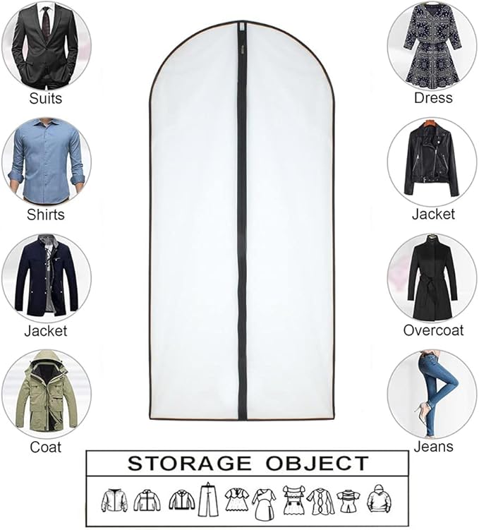 Hanging Garment Bag Lightweight Clear Full Zipper Black Dress Bags PEVA Garment - Image 7