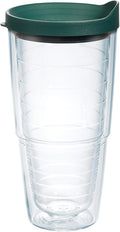 Tervis Clear & Colorful Lidded Made in USA Double Walled Insulated Tumbler Travel Cup Keeps Drinks Cold & Hot, 24oz, Hunter Green Lid by TervisTumblerCompany