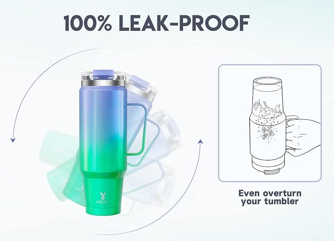 Meoky 40oz Tumbler with Handle, Stainless Steel Travel Mug with 2-in-1 Straw and Sip Lid, Vacuum Insulated Coffee Mug, 100% Leak Proof, Keeps Cold for 34 Hours or Hot for 10 Hours (Fairyland) - Image 5