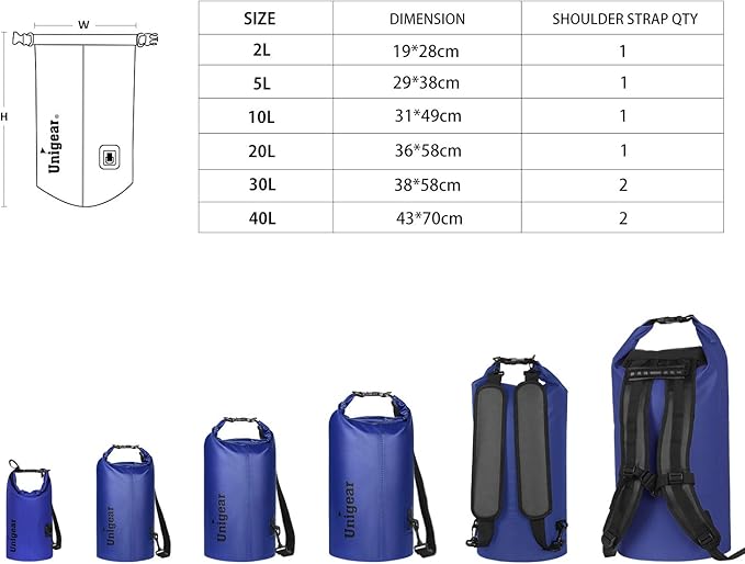 Unigear Dry Bag Waterproof, 2L/5L/10L/20L/30L/40L Floating and Lightweight Bags - Image 6