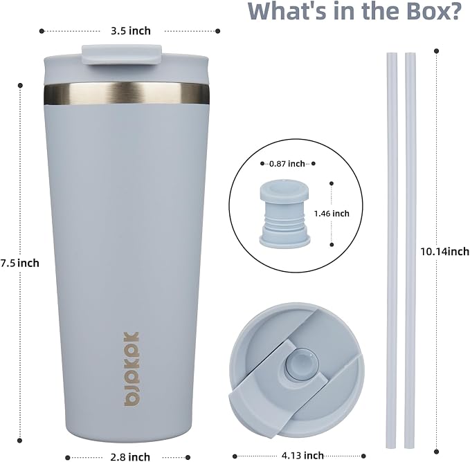 BJPKPK 22oz Stainless Steel Insulated Tumbler With lid And Straw Travel Coffee Thermal Tumblers Cup For Women And Men,Modern Blue - Image 2