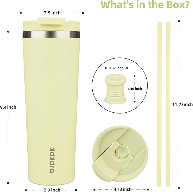BJPKPK 30oz Insulated Tumbler With lid And Straw Stainless Steel Tumblers Travel Coffee Mug Reusable Thermal Cup,Macaron Green - Image 2