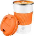 CS COSDDI 12 oz Stainless Steel Vacuum Insulated Tumbler - Coffee Travel Mug Spill Proof with Lid - coffee Cup for Keep Hot/Ice Coffee,Tea and Beer, Orange by CSCOSSDI