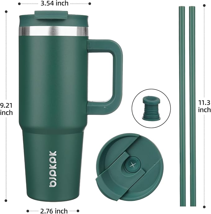 BJPKPK Insulated Tumblers With Handle And Straw 30 oz Stainless Steel Tumbler Cups With Lid,Army Green - Image 3