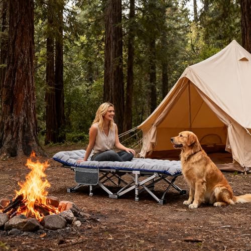 DoCred Oversized XXL Folding Camping Cot with Mattress, 2 Pack 32" Wide Cot - Image 2