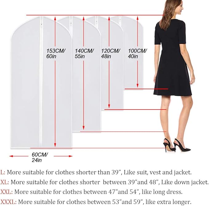 Suit Bags for Closet Storage Garment Bag 24''X40'' Clear Garment Bags for - Image 2