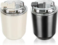 Puraville 2 Pack Insulated Tumblers with Lid, 10 oz Travel Coffee Mug Stainless Steel Vacuum Cup, Leak Proof Double Walled Coffee Tumbler for Iced and Hot Drinks, Black and Cream by Puraville