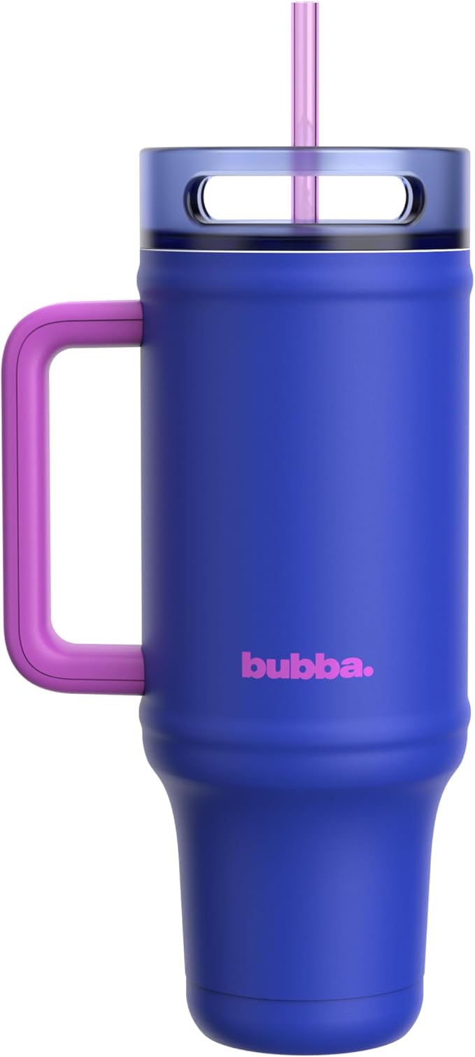 bubba 40 oz Insulated Stainless Steel Tumbler with Handle and Straw - Leakproof, Dishwasher Safe, Cup Holder Tumbler, Lead-Free and BPA-Free, Ocean Energy by bubbabrands